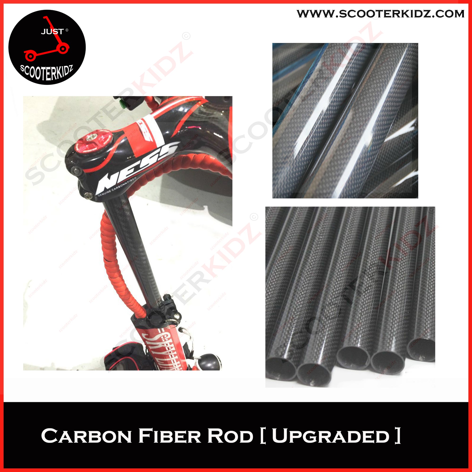 Scooterkidz Carbon Fiber Steering Rod (100% Carbon Fiber, Tested) Upgraded thicker