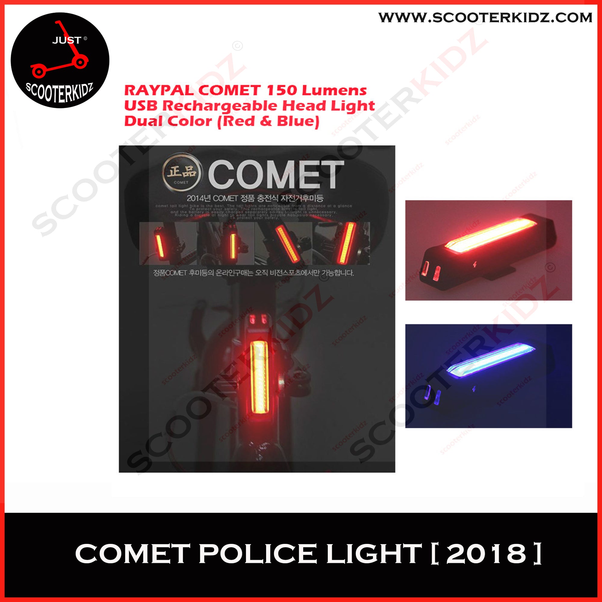 RAYPAL(Soldier) COMET 150 Lumens USB Rechargeable Head Light (DUAL LIGHT) Version