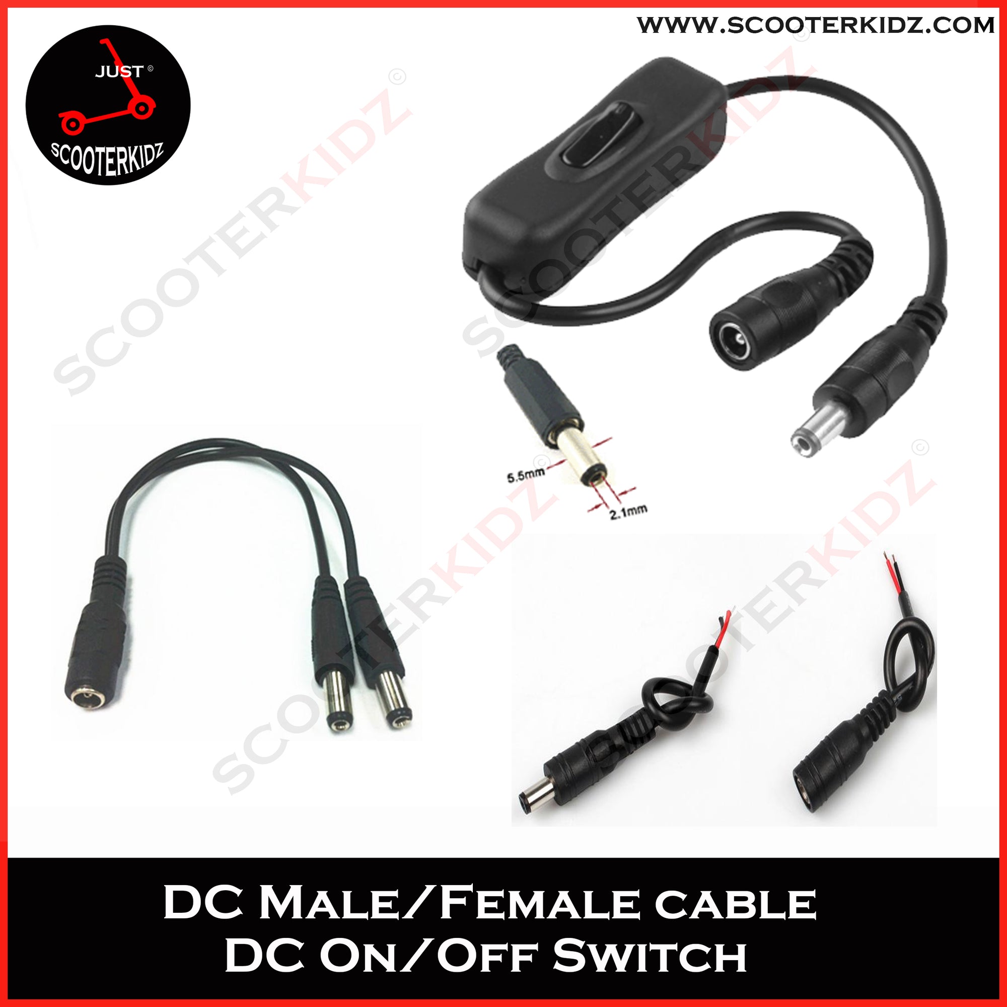 DC adapter on off switch/ DC Male and Female Splitter
